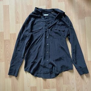 Equipment black long sleeve silk shirt